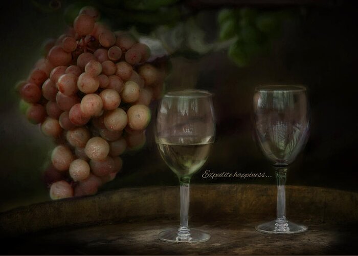 Wine Greeting Card featuring the photograph Expedite Happiness by Robin-Lee Vieira