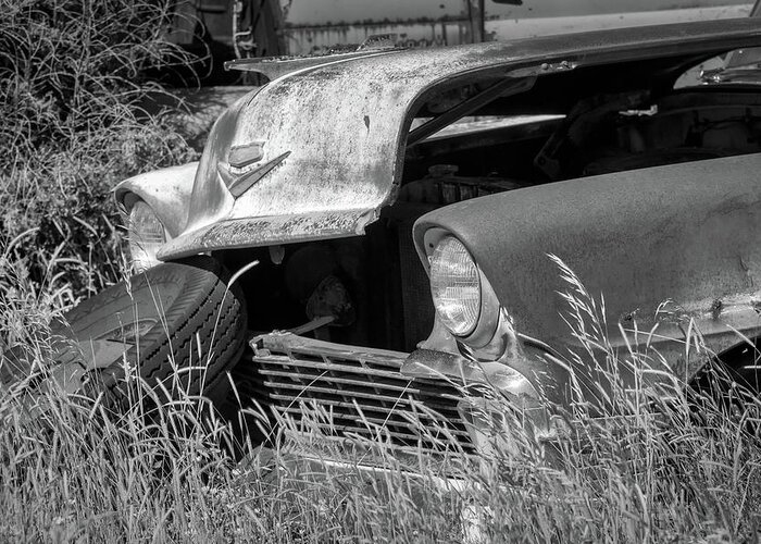 56 Chevy Greeting Card featuring the photograph Expired by James Barber