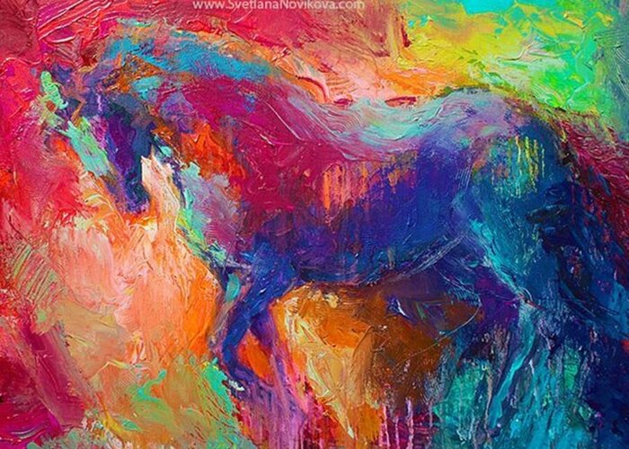 Instahorse Greeting Card featuring the photograph Expressive Stallion Painting By by Svetlana Novikova