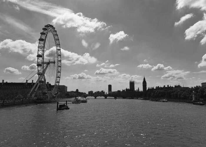 London Eye Greeting Card featuring the photograph Eye and Parliament by Maj Seda