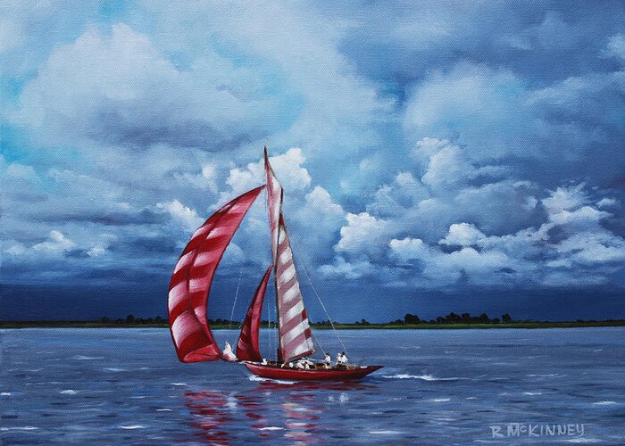 Sailboat Greeting Card featuring the painting Eye Candy by Rick McKinney