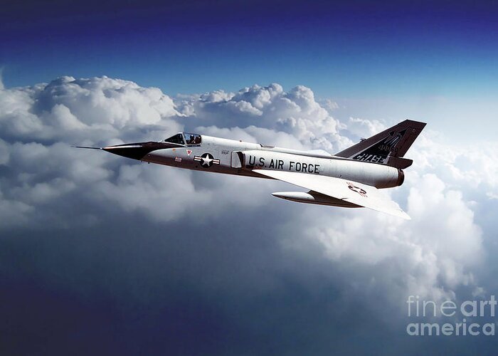 F-106 Greeting Card featuring the digital art F-106A Delta Dart by Airpower Art