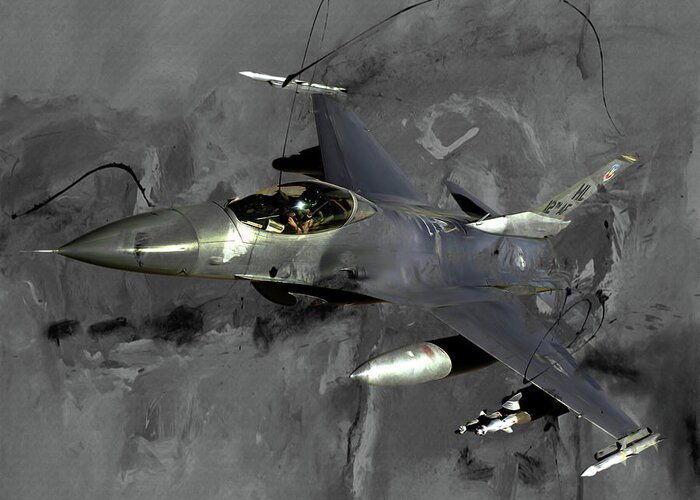 F-16 Greeting Card featuring the painting F 16 Air Craft by Gull G