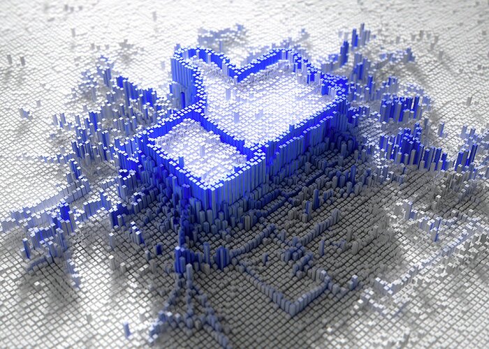 3d Render Greeting Card featuring the digital art Facebook Like Logo In Pixels by Allan Swart