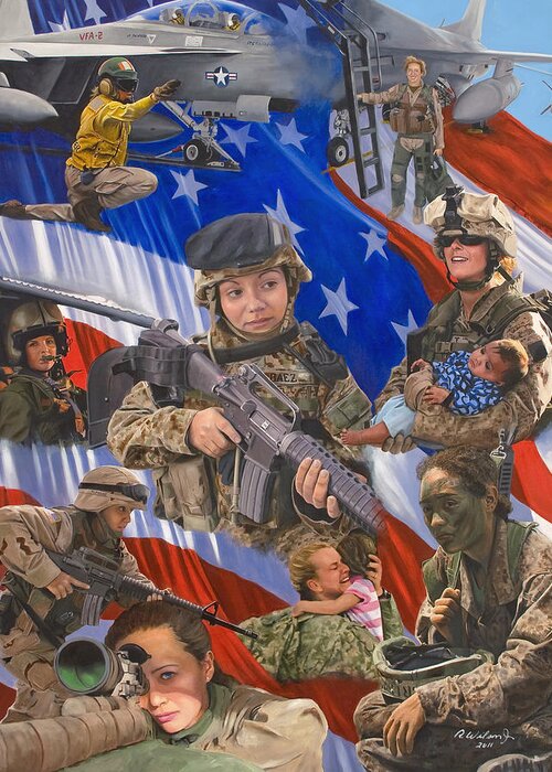 War Greeting Card featuring the painting Fair Faces of Courage by Karen Wilson