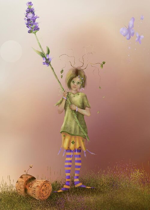 Fairy Magic Greeting Card featuring the painting Fairy Mia Lavender by Joe Gilronan