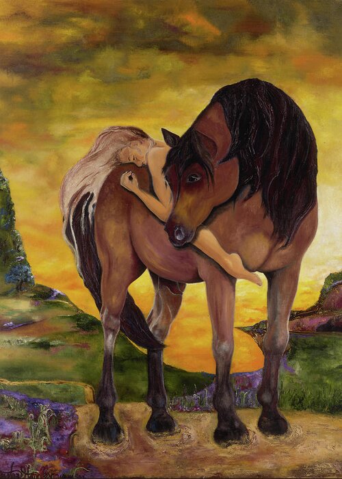 Horses Greeting Card featuring the painting Faith by Anitra Handley-Boyt
