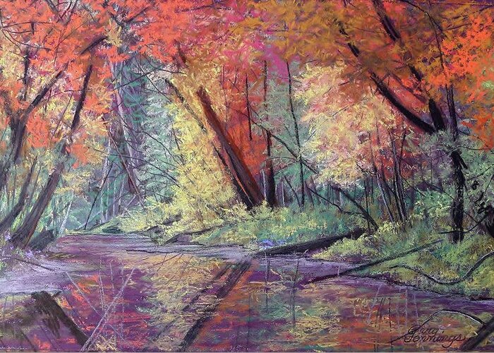Fall Greeting Card featuring the pastel FALL ALONG the RIVER by Gary Edward Jennings