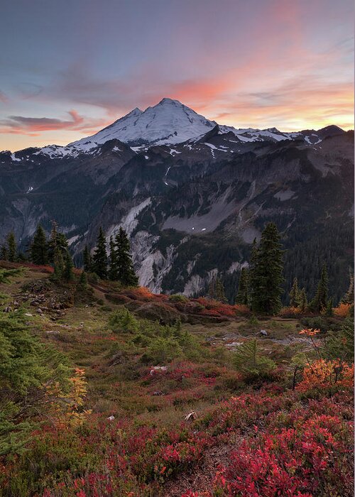 Mountain Greeting Card featuring the photograph Fall at Mount Baker in the North Cascades by Michael Russell