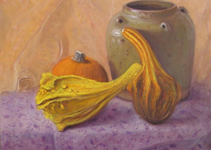 Realism Greeting Card featuring the painting Fall Harvest #4 by Donelli DiMaria