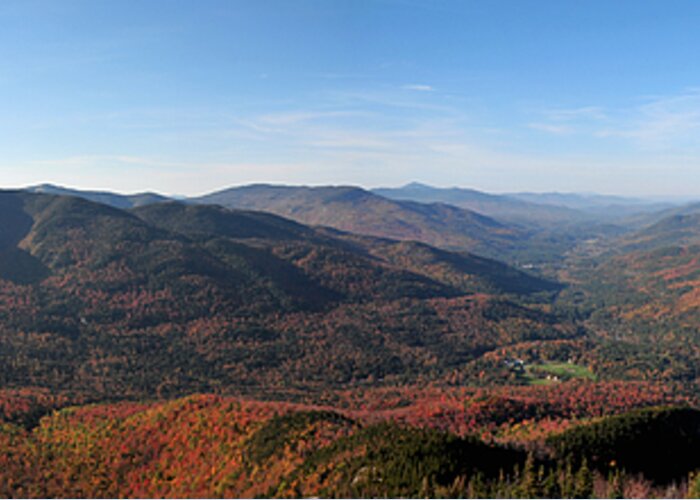 Noonmark Mtn. Greeting Card featuring the photograph Fall Keene Valley Panorama by Peter DeFina