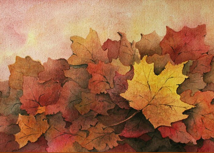 Leaves Watercolor Painting Greeting Card featuring the painting Fall Leaves by Lael Rutherford