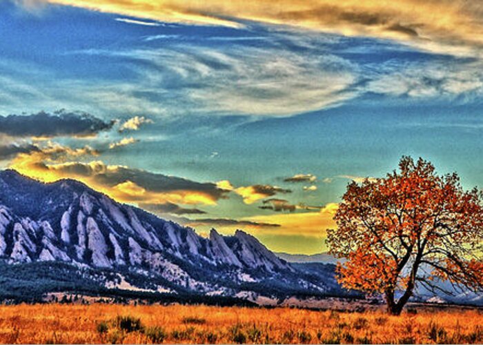 Fall Greeting Card featuring the photograph Fall Over The Flatirons by Scott Mahon