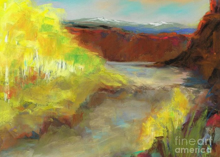 Landscapes Greeting Card featuring the painting Fall Ponds by Frances Marino