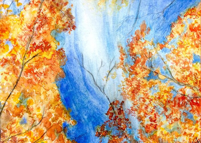 Watercolor Greeting Card featuring the painting Fall Splendor by Deb Stroh-Larson