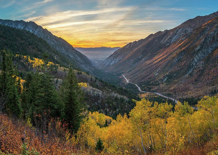 Utah Greeting Card featuring the photograph Fall Sunset in Little Cottonwood Canyon by James Udall
