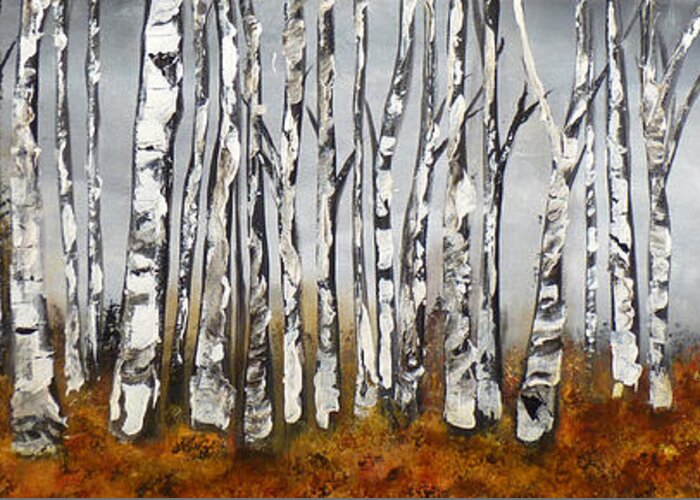 Birch Tree Greeting Card featuring the painting Fallen by Chad Berglund