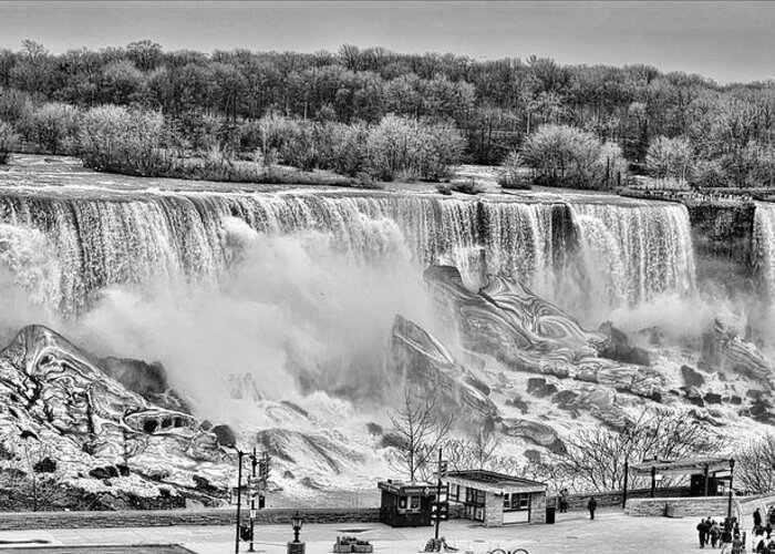 Falls In Black And White Greeting Card featuring the photograph Falls Black and White by Traci Cottingham