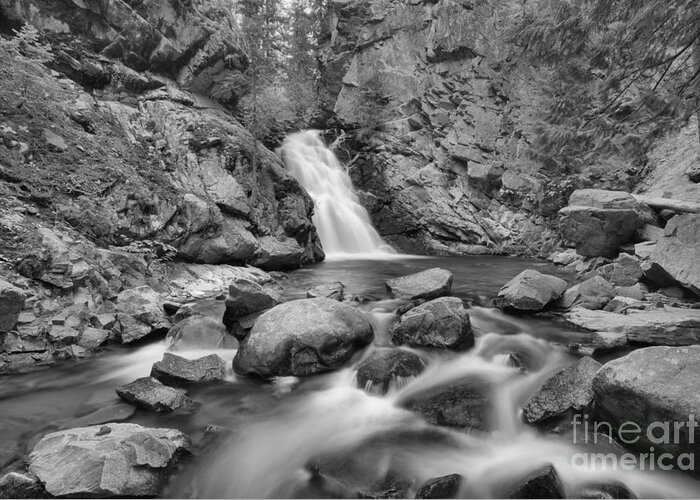 Falls Creek Falls Greeting Card featuring the photograph Falls Creek Falls Landscape Black And White by Adam Jewell