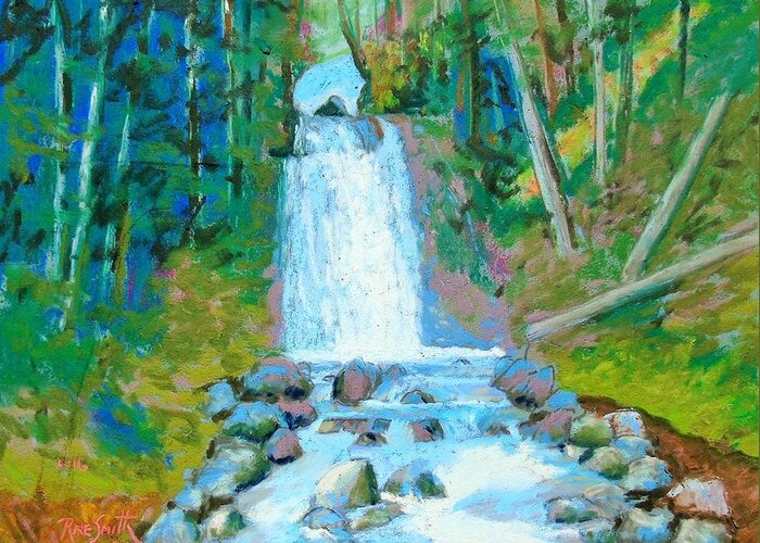 Falls Greeting Card featuring the pastel Falls by Rae Smith