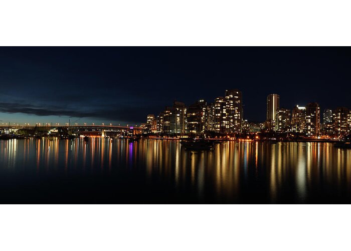 Vancouver Greeting Card featuring the photograph False Creek Reflections by Cameron Wood