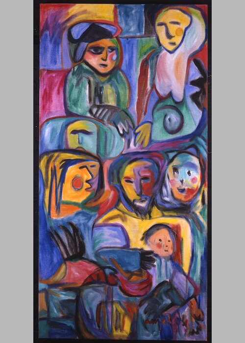  Greeting Card featuring the painting Family Of Man by Mykul Anjelo