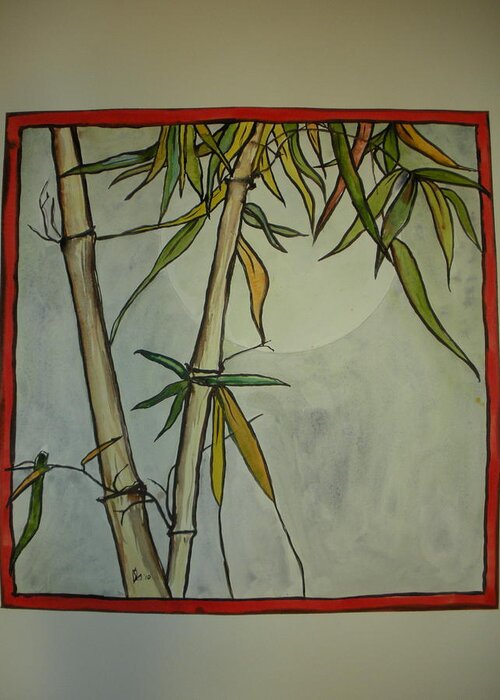 Bamboo Greeting Card featuring the painting Fanciful bamboo by Lee Stockwell