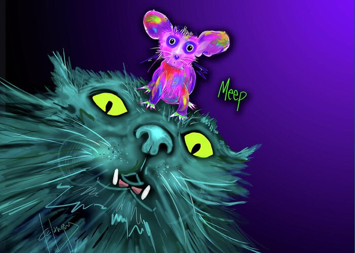 Dizzycats Greeting Card featuring the painting Fang and Meep by DC Langer