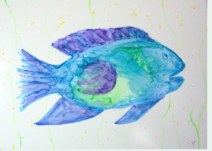 Fish Greeting Card featuring the painting Fantasy Fish by Nancy Nuce