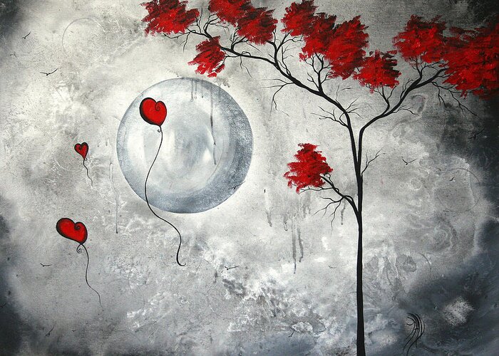 Abstract Greeting Card featuring the painting Far Side of the Moon by MADART by Megan Duncanson