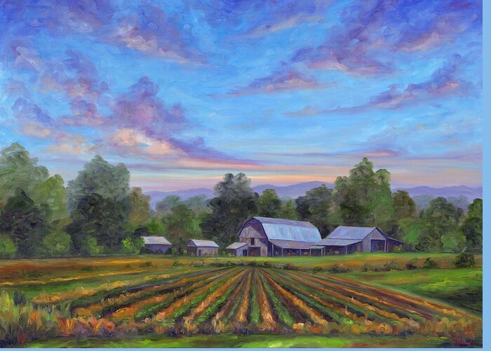 Farm Greeting Card featuring the painting Farm on Glenn Bridge by Jeff Pittman