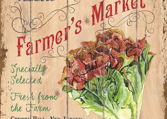 Market Greeting Card featuring the painting Farmer's Market Sign by Debbie DeWitt