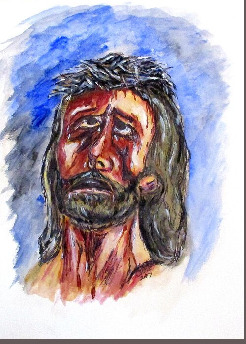 Jesus Greeting Card featuring the painting Father Forgive Them by Clyde J Kell