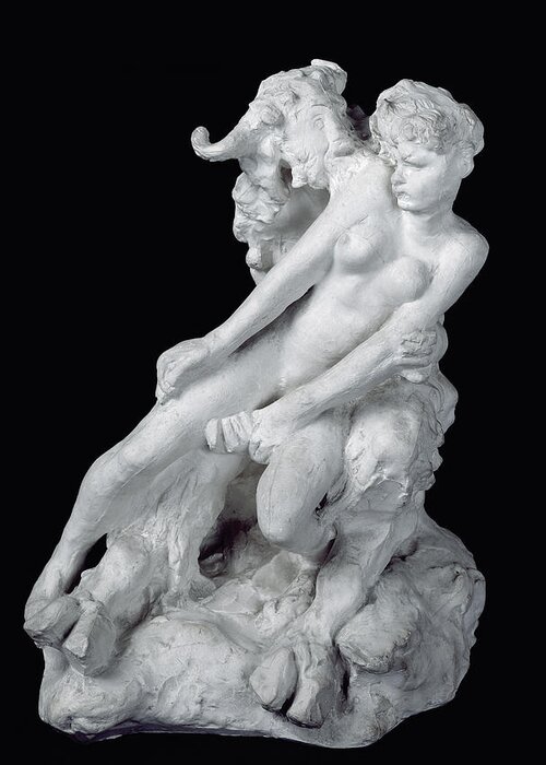 Rodin Greeting Card featuring the photograph Faun and Nymph by Auguste Rodin