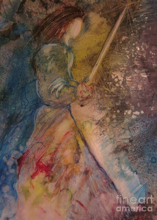 Sword Greeting Card featuring the painting Fearless by Deborah Nell