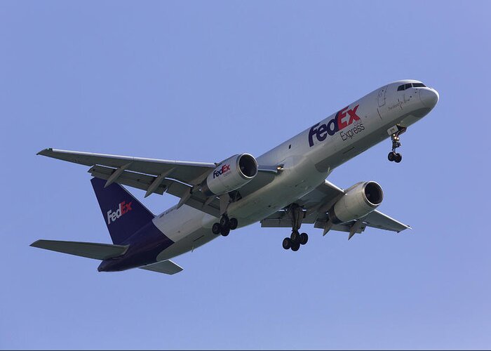 Fedex Greeting Card featuring the photograph FedEx 757 by John Daly