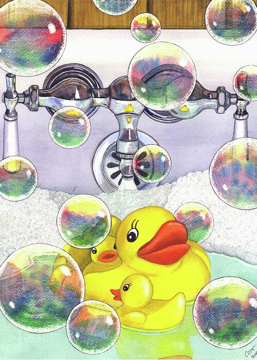 Bubbles Greeting Card featuring the painting Feelin Ducky by Catherine G McElroy