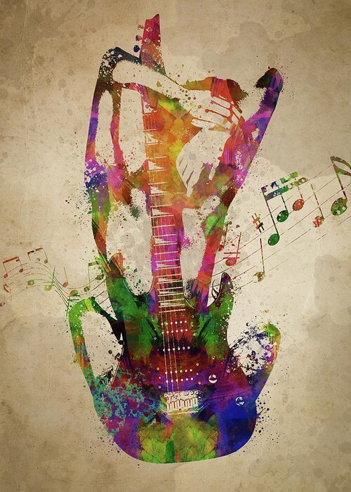 Guitar Greeting Card featuring the digital art Female Guitarist by Aged Pixel