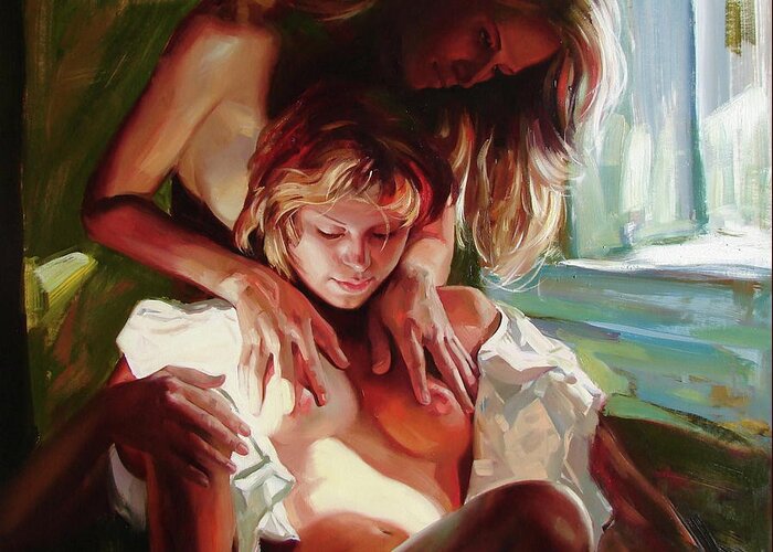 Ignatenko Greeting Card featuring the painting Female secrets by Sergey Ignatenko