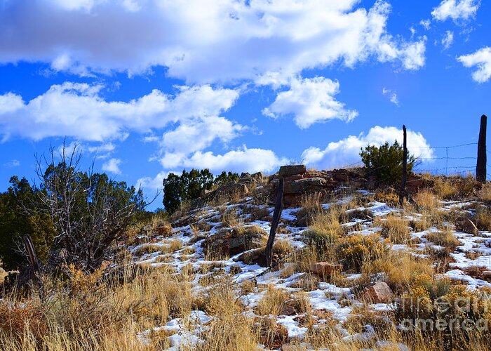 Southwest Landscape Greeting Card featuring the photograph Fence Post by Robert WK Clark