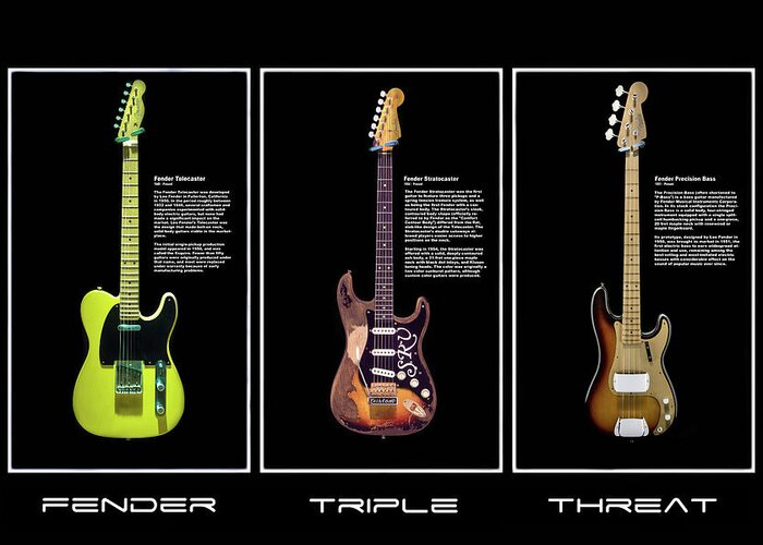Fender Greeting Card featuring the photograph Fender Triple Threat by Peter Chilelli