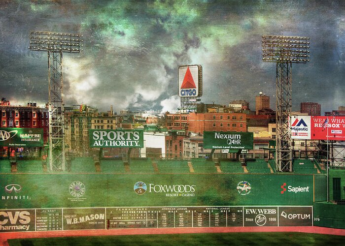 Fenway Park Greeting Card featuring the photograph Fenway Park Green Monster and CITGO Sign by Joann Vitali