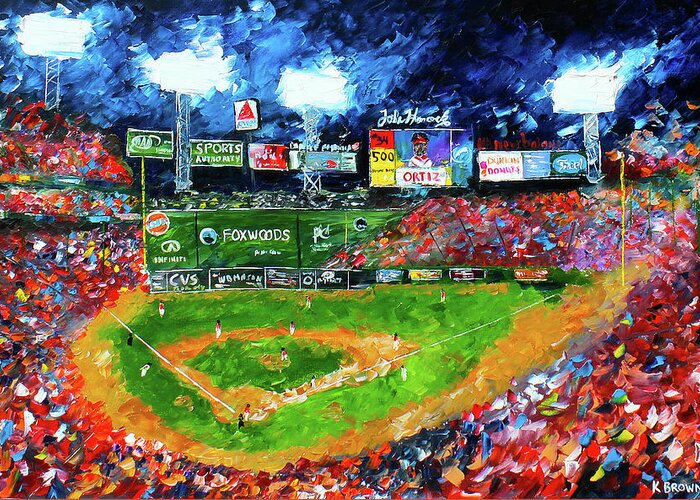 Baseball Greeting Card featuring the painting Fenway Park by Kevin Brown