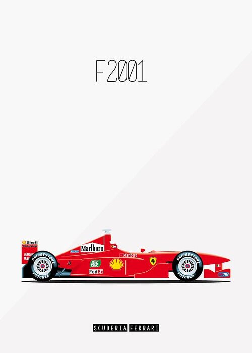 Formula 1 Greeting Card featuring the painting Ferrari F2001 F1 Poster by Beautify My Walls
