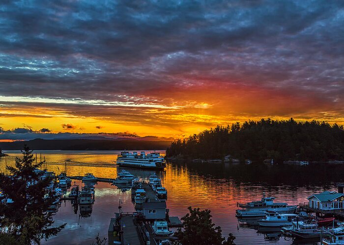 Solstice Greeting Card featuring the photograph Ferry Boat Sunrise by Thomas Ashcraft