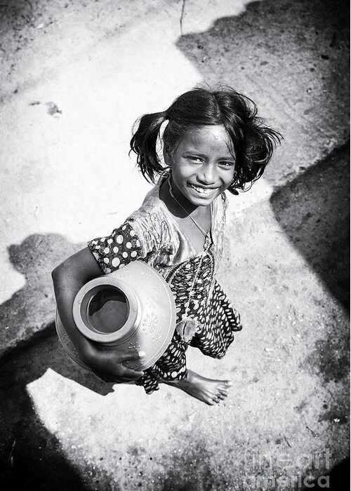 Indian Girl Greeting Card featuring the photograph Fetching the Water by Tim Gainey