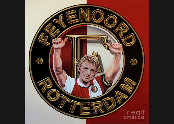 Feyenoord Greeting Card featuring the painting Feyenoord Rotterdam Painting by Paul Meijering