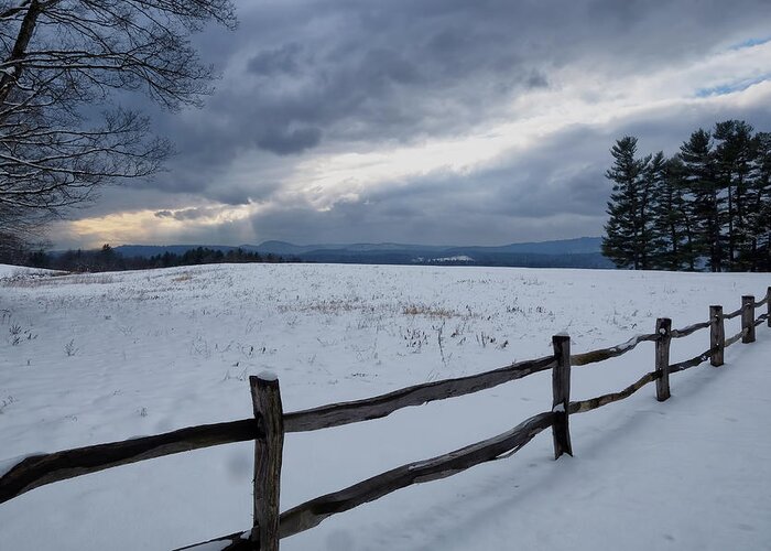 Vermont Winter Greeting Card featuring the photograph Field And Clouds by Tom Singleton
