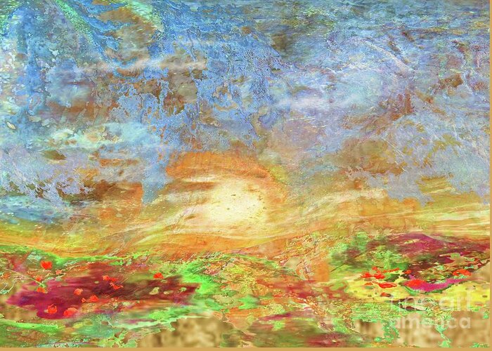 Contemporary Art Greeting Card featuring the painting Field At Sunset by Desiree Paquette