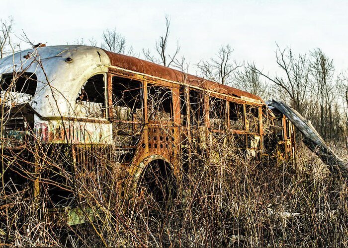 Bus Greeting Card featuring the photograph Field bus by Jason Hughes
